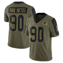 Green Bay Packers Youth Limited Olive 2021 Salute To Service Jersey (90 Lukas Van Ness)