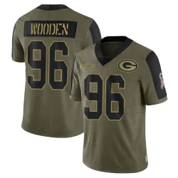 Green Bay Packers Youth Limited Olive 2021 Salute To Service Jersey (96 Colby Wooden)