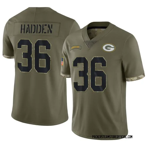 Green Bay Packers Youth Limited Olive 2022 Salute To Service Jersey (36 Kamal Hadden)