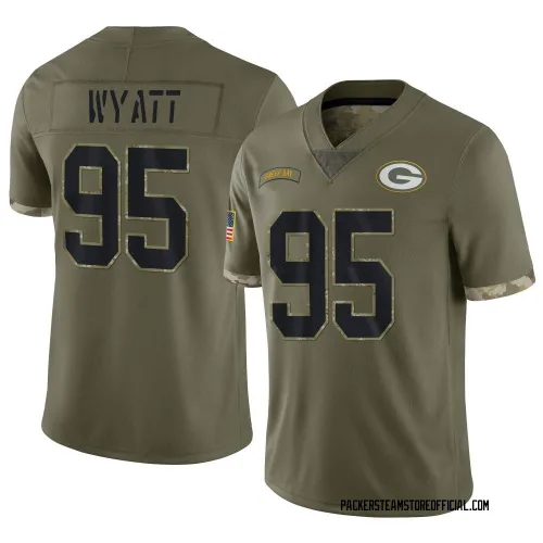 Green Bay Packers Youth Limited Olive 2022 Salute To Service Jersey (95 Devonte Wyatt)