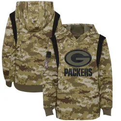 Green Bay Packers Youth Olive 2021 Salute to Service Therma Performance Pullover Hoodie